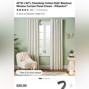 Pillowfort Cream Curtains (Set of 2) Accents for a Soft Touch